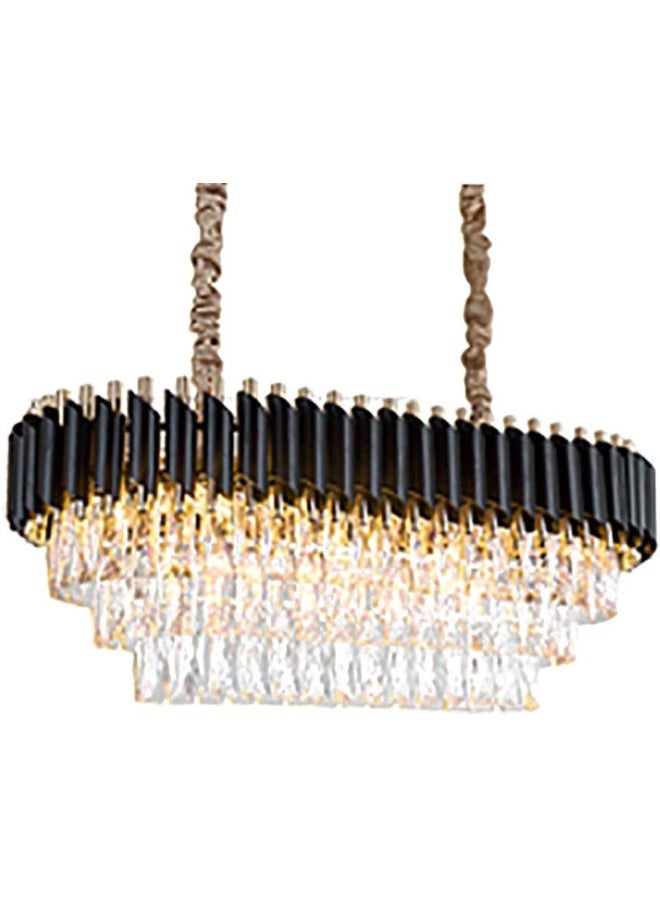 Nsxby Adjustable Ceiling Chandelier Light Fixture For Dining Rooms Living Room Black Gold During Lighting, Modern During Lamp, E14 Crystal Chandeliers Lighting-Black And Gold 长款75*35Cm