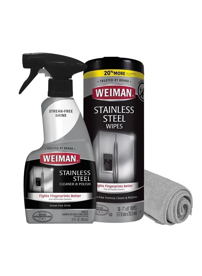 Stainless Steel Cleaner Kit - Removes Fingerprints, Residue, Water Marks, and Grease