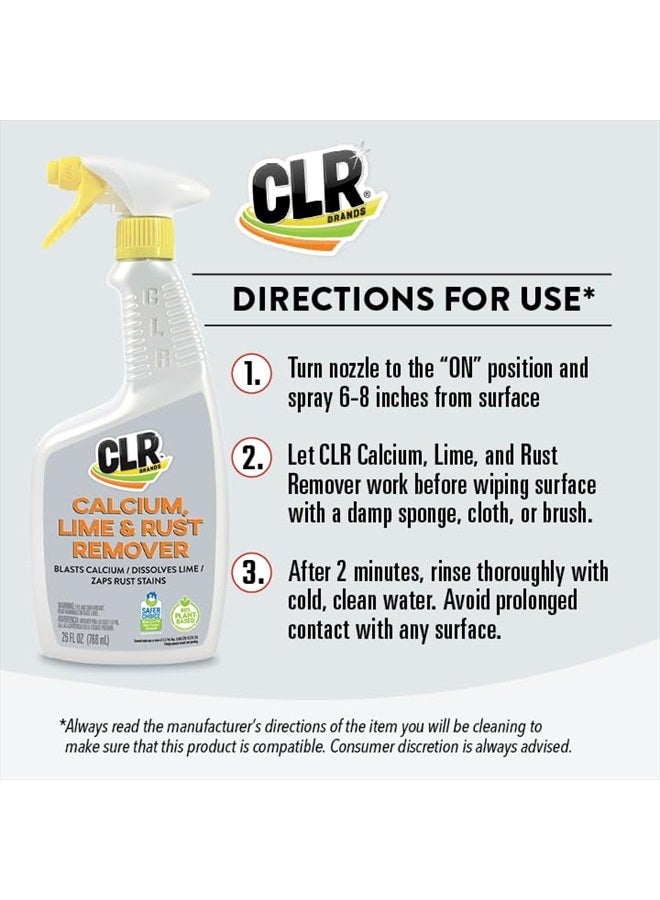 Calcium, Lime & Rust Remover, Blasts Calcium, Dissolves Lime Deposits, Zaps Stubborn Rust Stains and Hard Water Deposits, 26 Ounce Spray Bottle (Pack of 2)