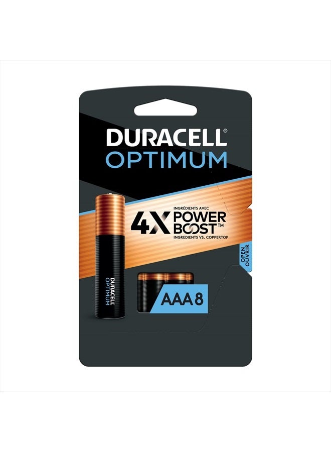 Duracell Optimum AAA Batteries with Power Boost Ingredients, 8 Count Pack Triple A Battery with Long-lasting Power, All-Purpose Alkaline AAA Battery for Household and Office Devices