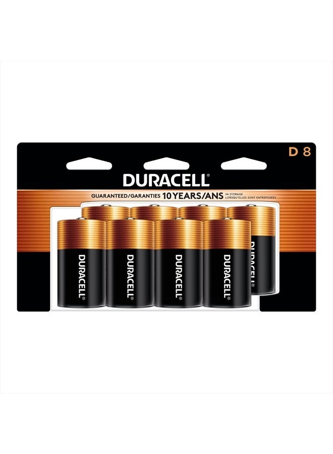 Duracell Coppertop D Batteries, 8 Count Pack, D Battery with Long-lasting Power, All-Purpose Alkaline D Battery for Household and Office Devices
