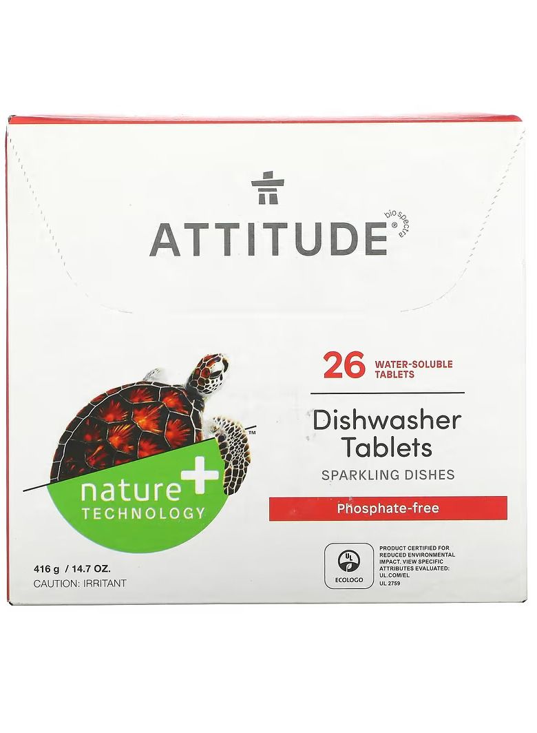 ATTITUDE, Dishwasher Tablets, 26 Water-Soluble Tablets