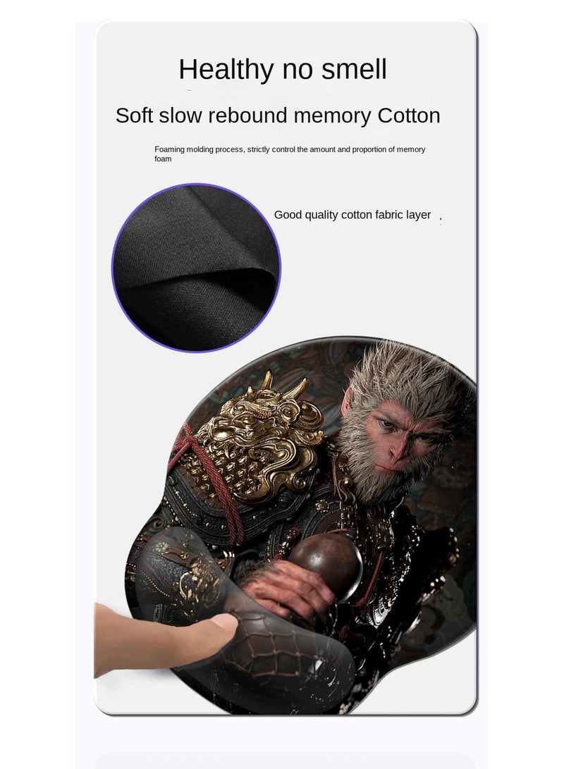 Black Myth Wukong Enlarged Superfine Fiber Soft Smooth Memory Foam Ergonomic Mouse Pad Keyboard Wrist Rest Comfortable for Desktop Laptop Mac or Gaming Stress Free Typing