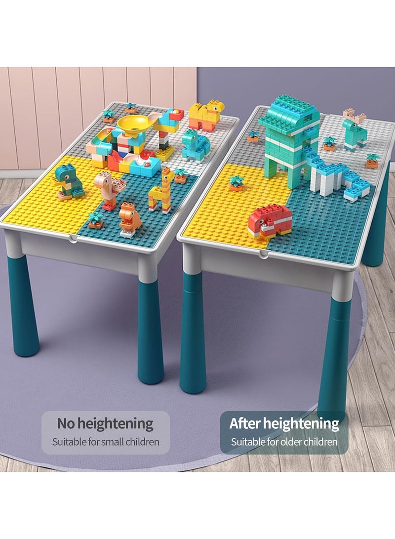 Building Block Table For Kids Activity Table With Adjustable Legs Compatible Bricks Stool And Four Storage Boxes Ideas For Toddlers Play And Learning Perfect For Boys And Girls