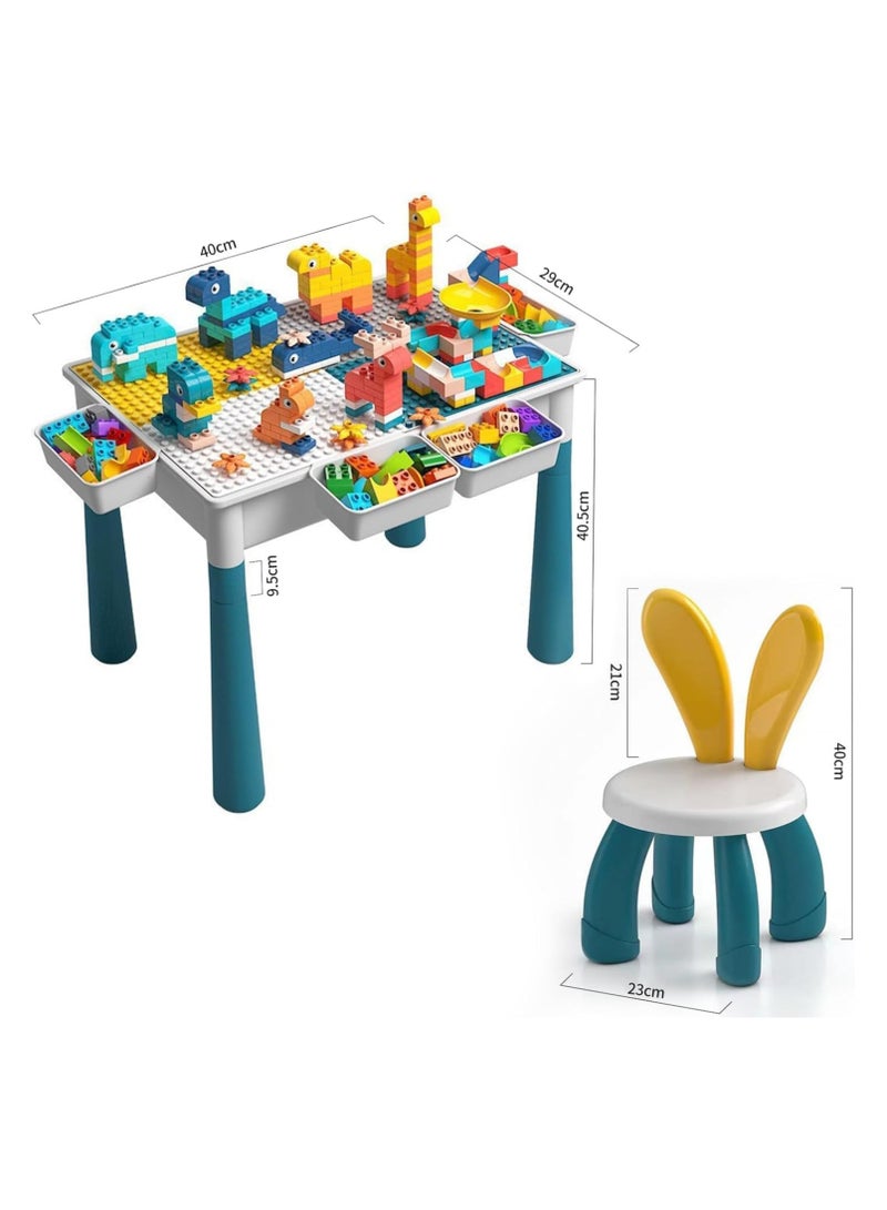 Building Block Table For Kids Activity Table With Adjustable Legs Compatible Bricks Stool And Four Storage Boxes Ideas For Toddlers Play And Learning Perfect For Boys And Girls