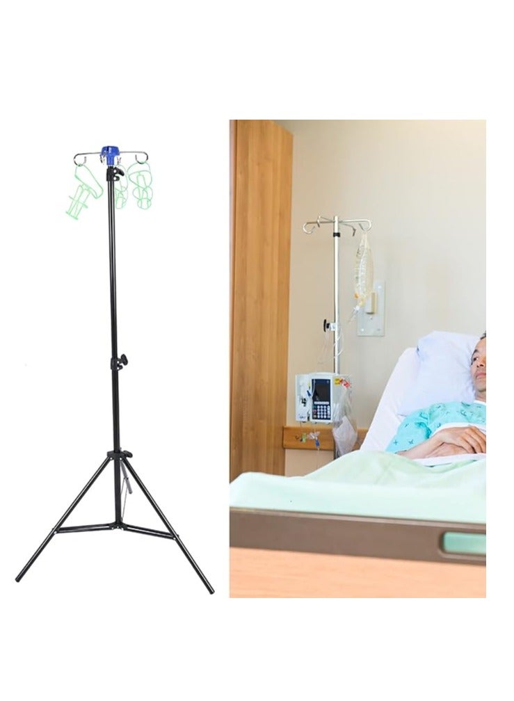 Portable IV Stand Floor Stand with 4 Hooks Infusion Stand, Adjustable Height to 82.6