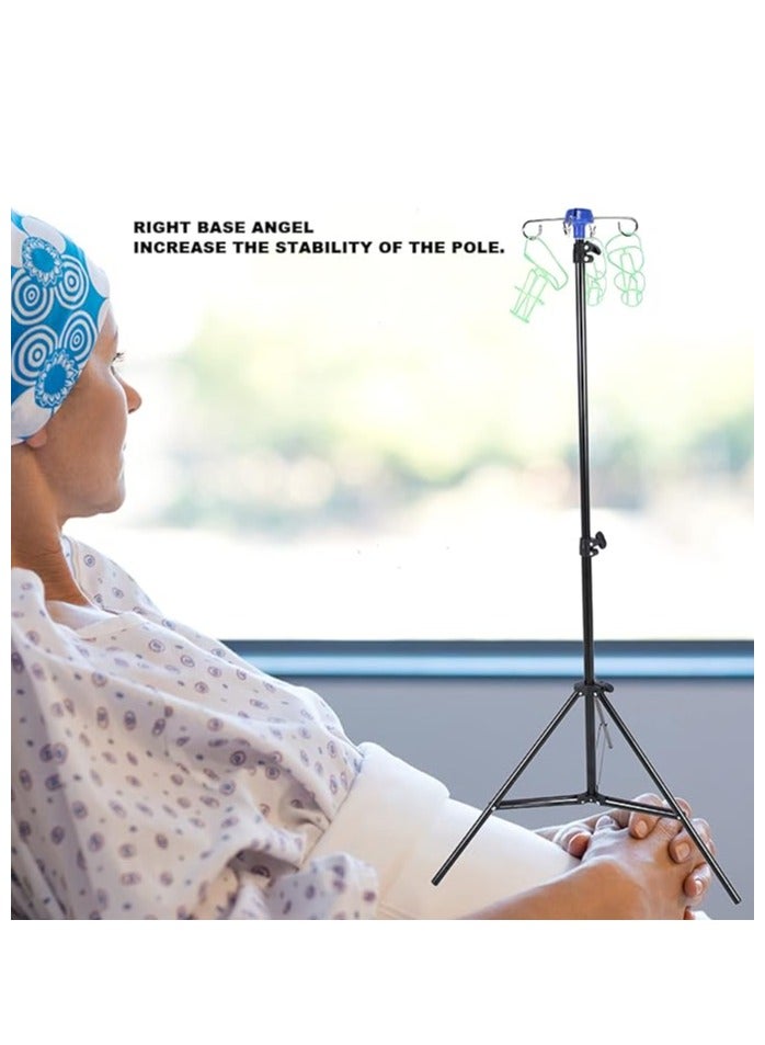 Portable IV Stand Floor Stand with 4 Hooks Infusion Stand, Adjustable Height to 82.6