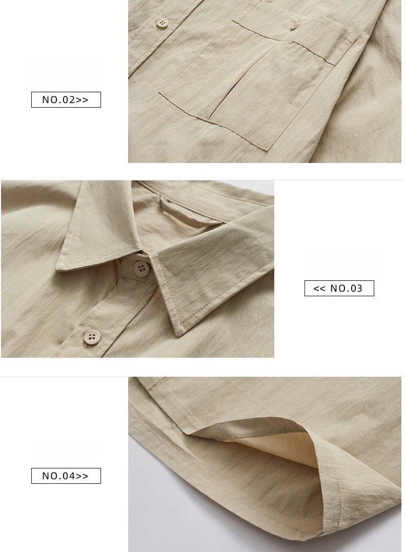 Washed Shirt Men's Casual Long Sleeved Loose Shoulder Jacket