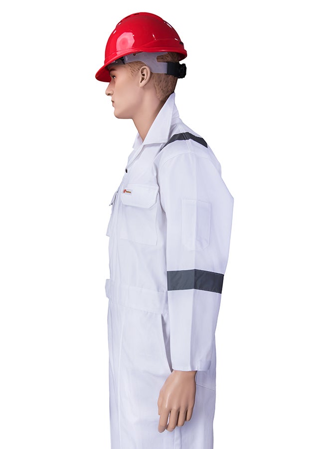 Comfort Safety Coverall With 6 Reflective Tapes White Medium