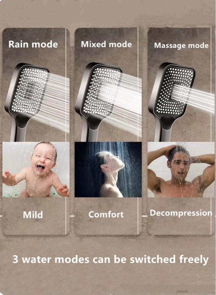 1-Set Digital Display Shower System Bathroom Shower Faucet Rainfall Shower Head with Handheld Adjustable Complete Set Tub Spout Wall Mount Tap Set