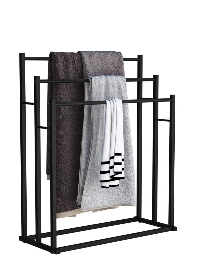 3-Tier Large Capacity Freestanding Metal Folding Towel Rack