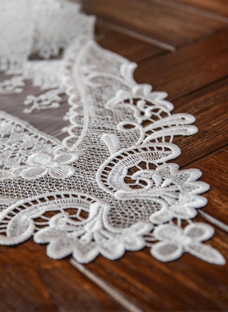 Embroidery Lace Table Runner 35*200cm Washable White Table Cloth for Decoration