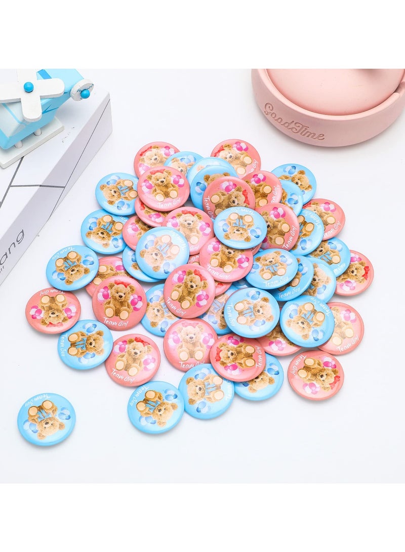 Gender Reveal Button, 100 Pcs Team Boy Girl Button Pins for Baby Shower Party Supplies, Bear Gender Reveal Pins Baby Shower Buttons Pins for Gender Reveal Party Game Supplies, 1.5 Inches