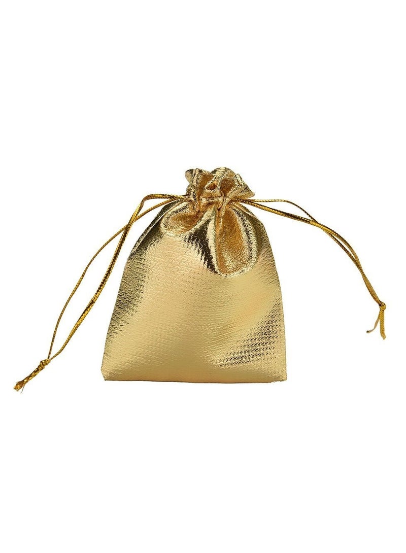 100 PCS 3X4 inches Drawstring Satin Bags Mixed Gold Silver Jewelry Wedding Party Marbles Coins Pouches Bag (100 pcs Mix Gold Silver)