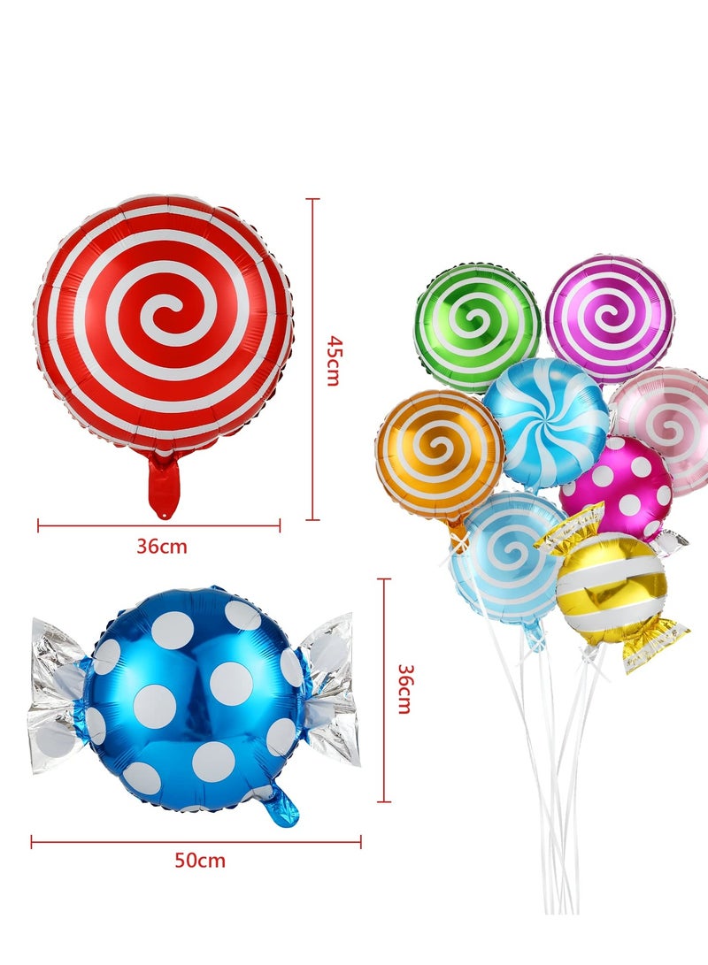 23-Piece Candy Balloons Set - Round Lollipop Balloons for Candyland Birthday Party Decorations, Perfect for Boys and Girls - 18 Inches