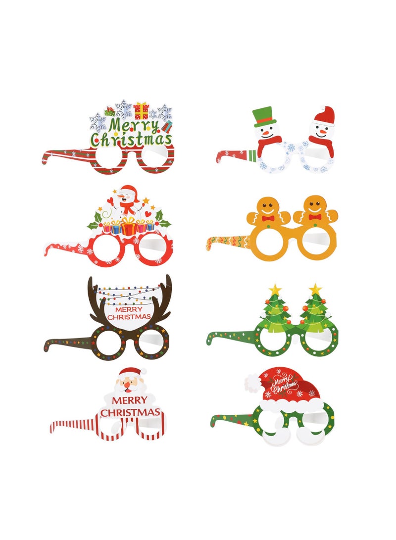 Christmas Paper Eyeglasses, 16 Pcs Christmas Party Favors Eyeglasses for Kids, Christmas Costume Eyewear Decoration Accessory Supplies Antlers Reindeer Santa Snowman Eyeglasses