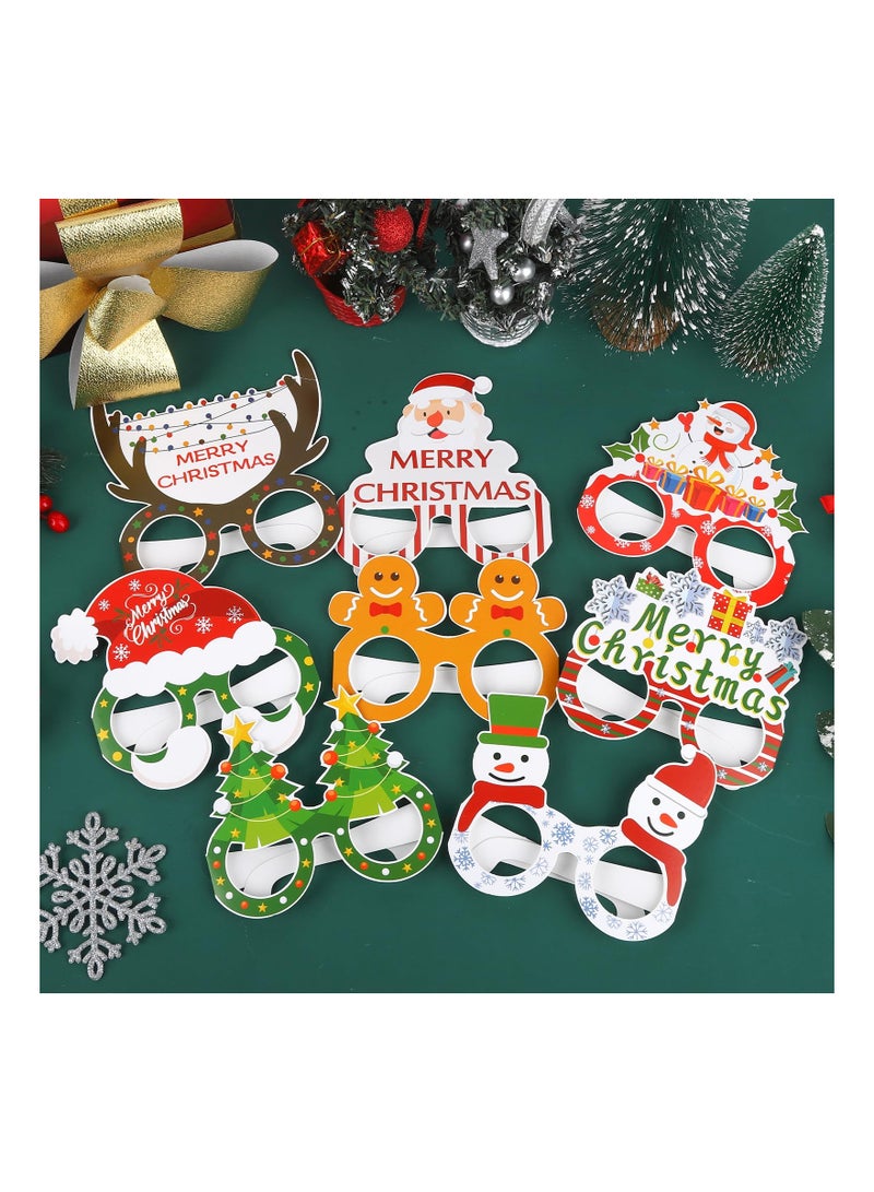 Christmas Paper Eyeglasses, 16 Pcs Christmas Party Favors Eyeglasses for Kids, Christmas Costume Eyewear Decoration Accessory Supplies Antlers Reindeer Santa Snowman Eyeglasses