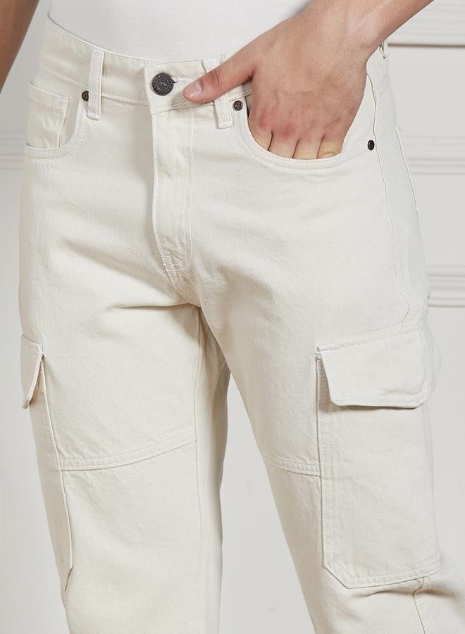 Men’s Ecru Relaxed Fit Jeans