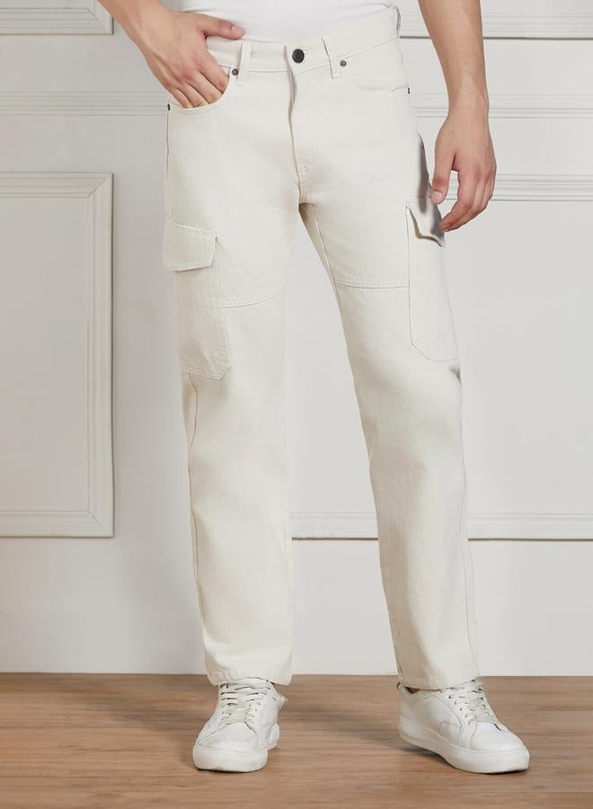 Men’s Ecru Relaxed Fit Jeans