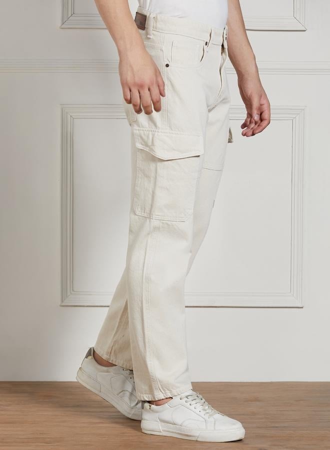 Men’s Ecru Relaxed Fit Jeans