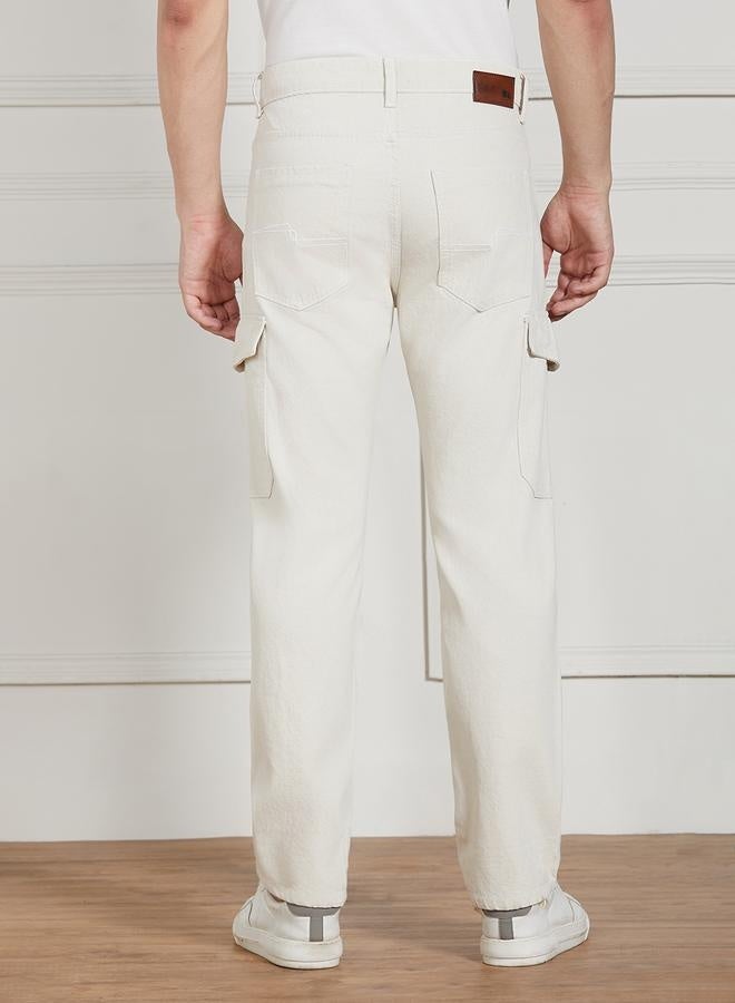 Men’s Ecru Relaxed Fit Jeans