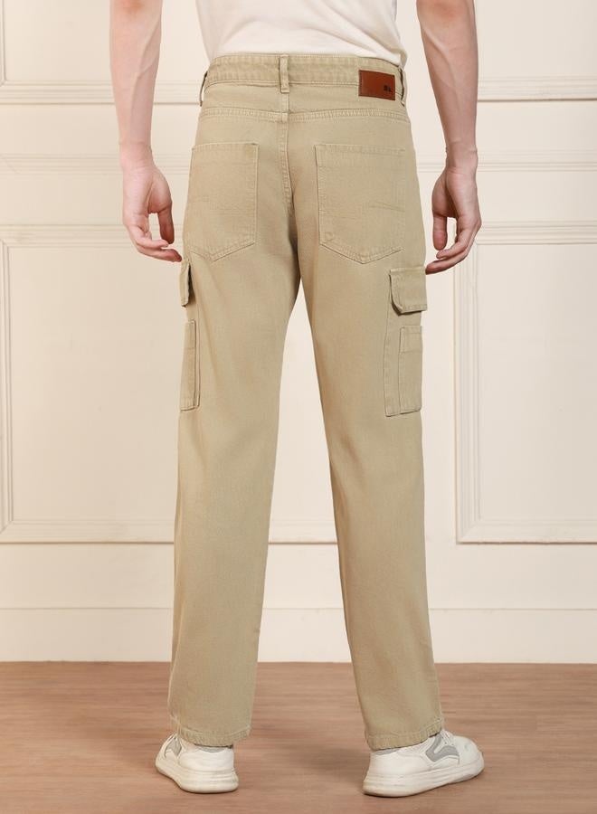 Men's Khaki Relaxed Fit Jeans - Casual and Comfortable