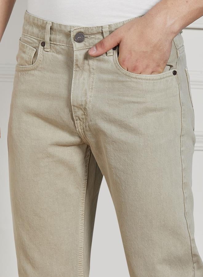 Men's Khaki Relaxed Fit Jeans - Effortless Everyday Style