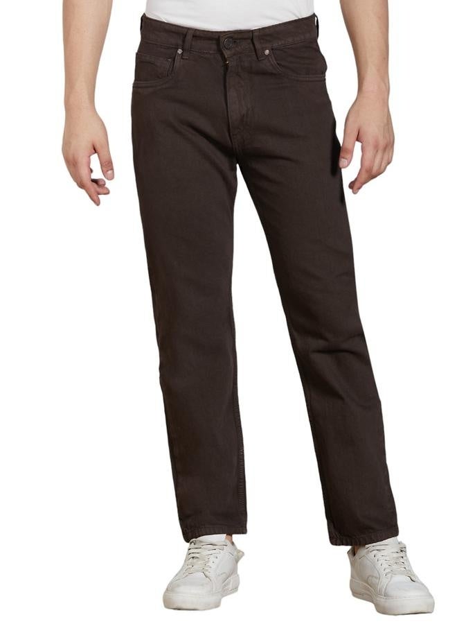 Men's Brown Relaxed Fit Jeans - Casual and Versatile Wear