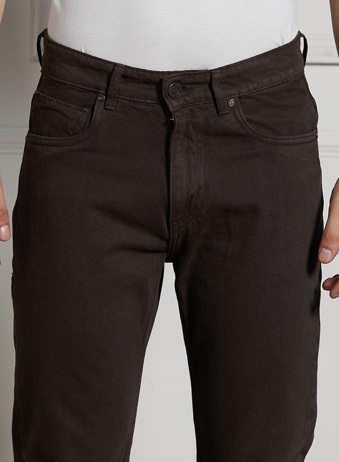 Men's Brown Relaxed Fit Jeans - Casual and Versatile Wear