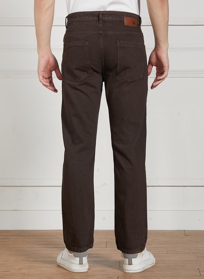 Men's Brown Relaxed Fit Jeans - Casual and Versatile Wear