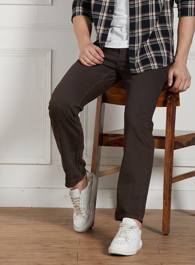 Men's Brown Relaxed Fit Jeans - Casual and Versatile Wear
