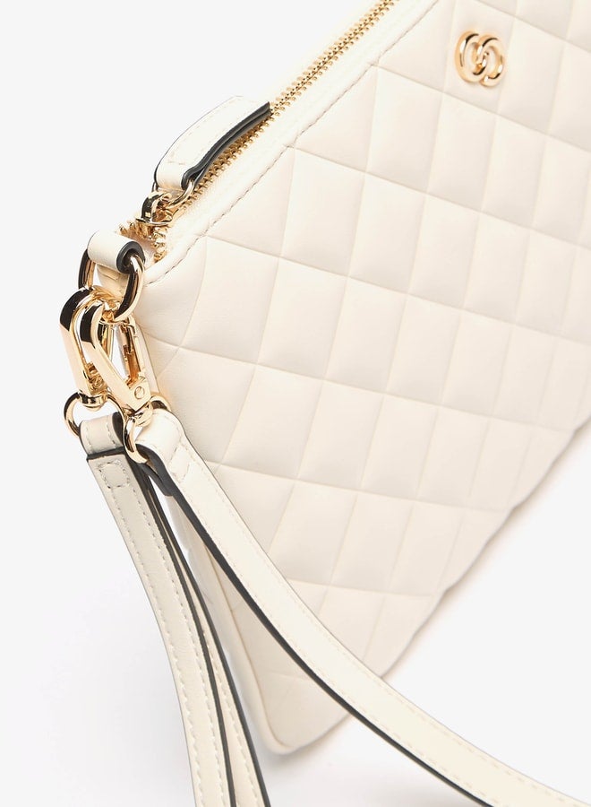 Women's Quilted Clutch with Detachable Strap and Zip Closure