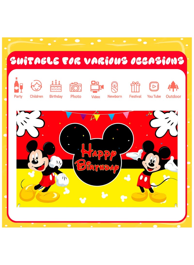 Mickey Mouse Birthday Party Decorations for 10 Guests, Mickey Disposable Party Tableware Set Cartoon Themed Party Plates Napkins Tablecloth Balloon