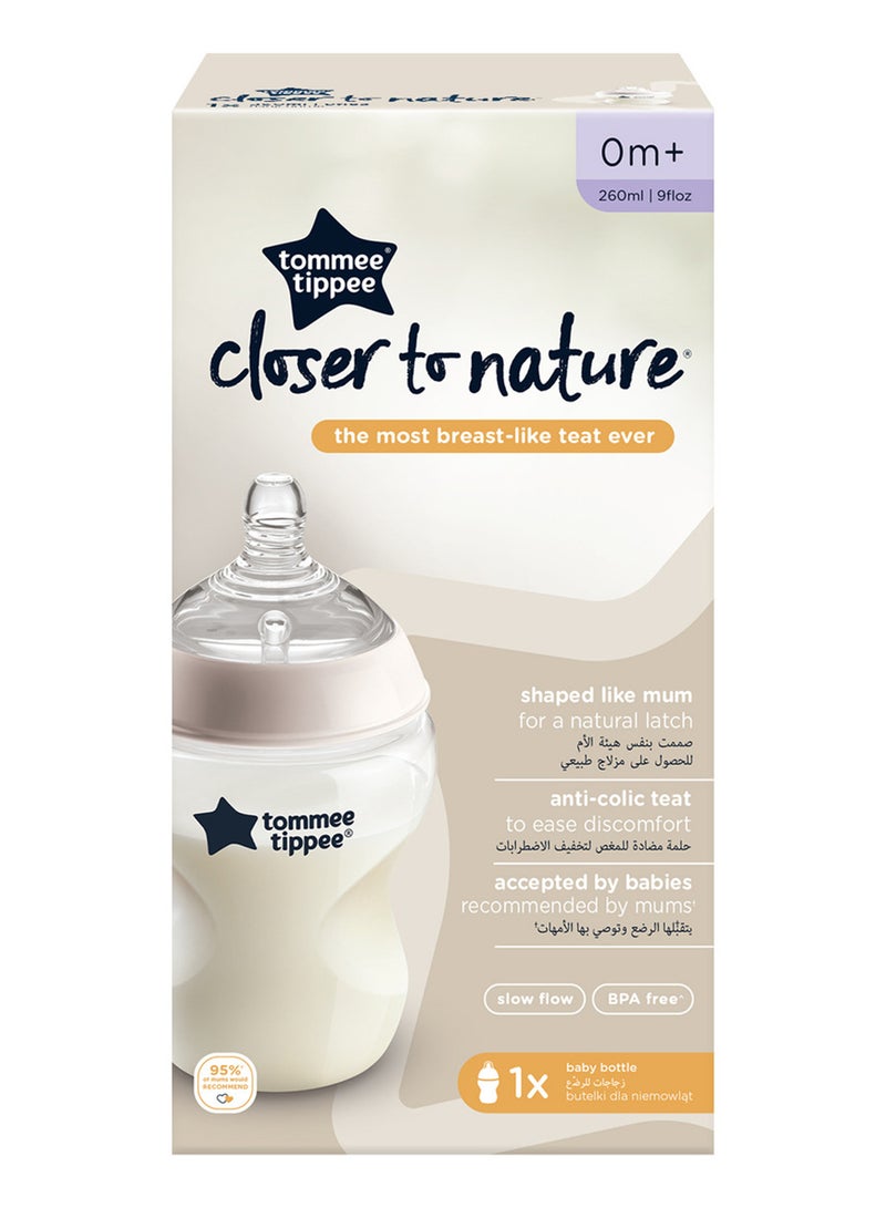 Pack Of 1 Closer To Nature Baby Bottle, Anti-Colic Valve For 0 Months+ 260 ml, Clear