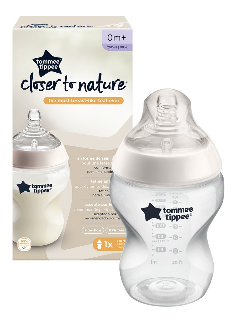 Pack Of 1 Closer To Nature Baby Bottle, Anti-Colic Valve For 0 Months+ 260 ml, Clear