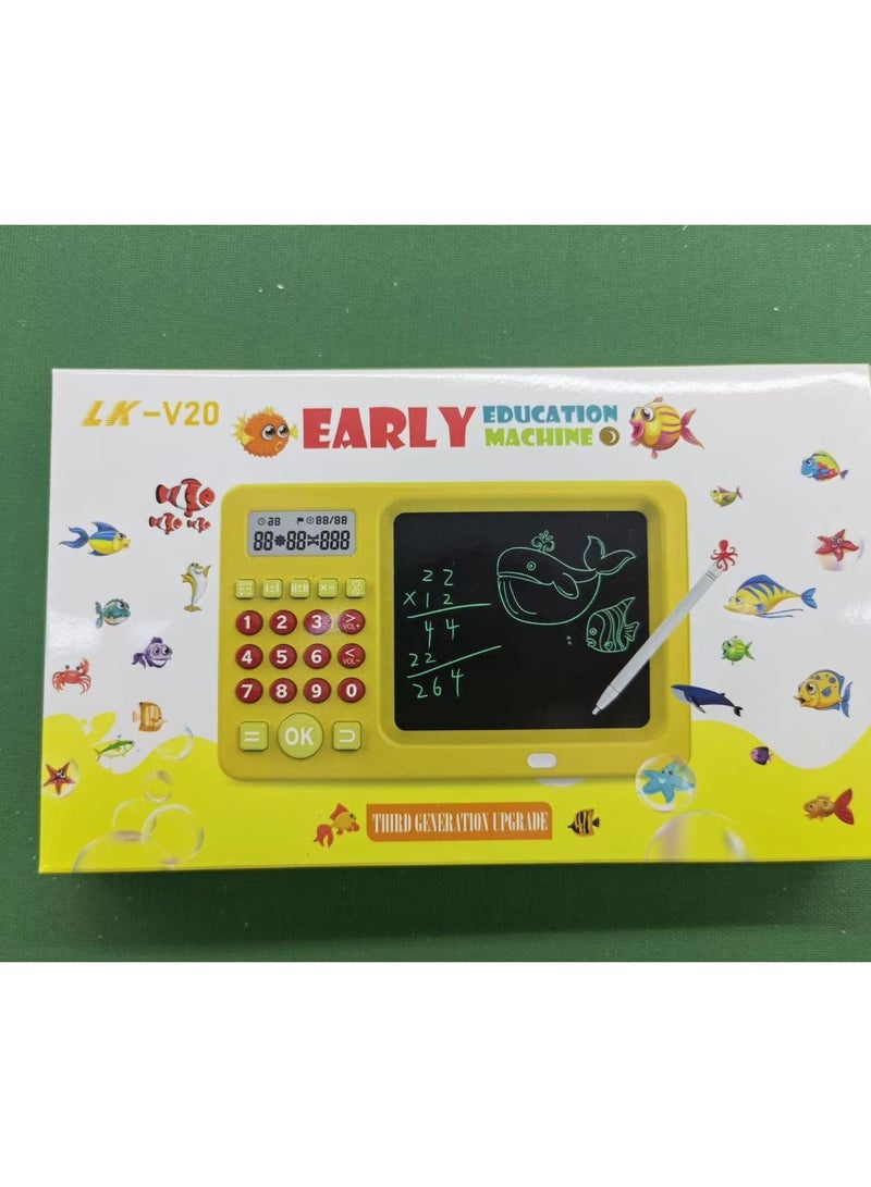 Early education machine Interactive Electronic Math Game with Sketch Pad - Educational Math Learning Games for Kids: Addition, Subtraction, Multiplication, Division, Number Comparison & Logic -yellow