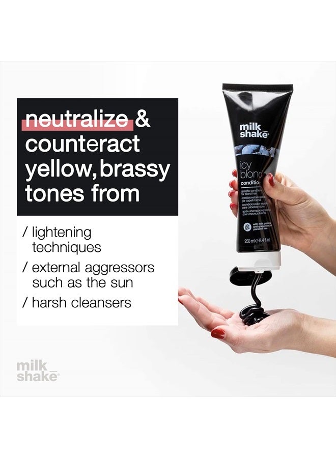 icy blond conditioner | toning conditioner with black pigment to neutralize yellow and brass in platinum blonde hair | smooths, hydrates, and brightens cool tones | 8.4 Fl Oz