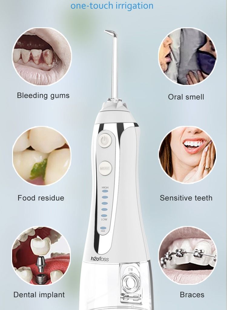 Cordless Oral Irrigation 5 Modes with Travel Bag 5 Nozzles 300ml White