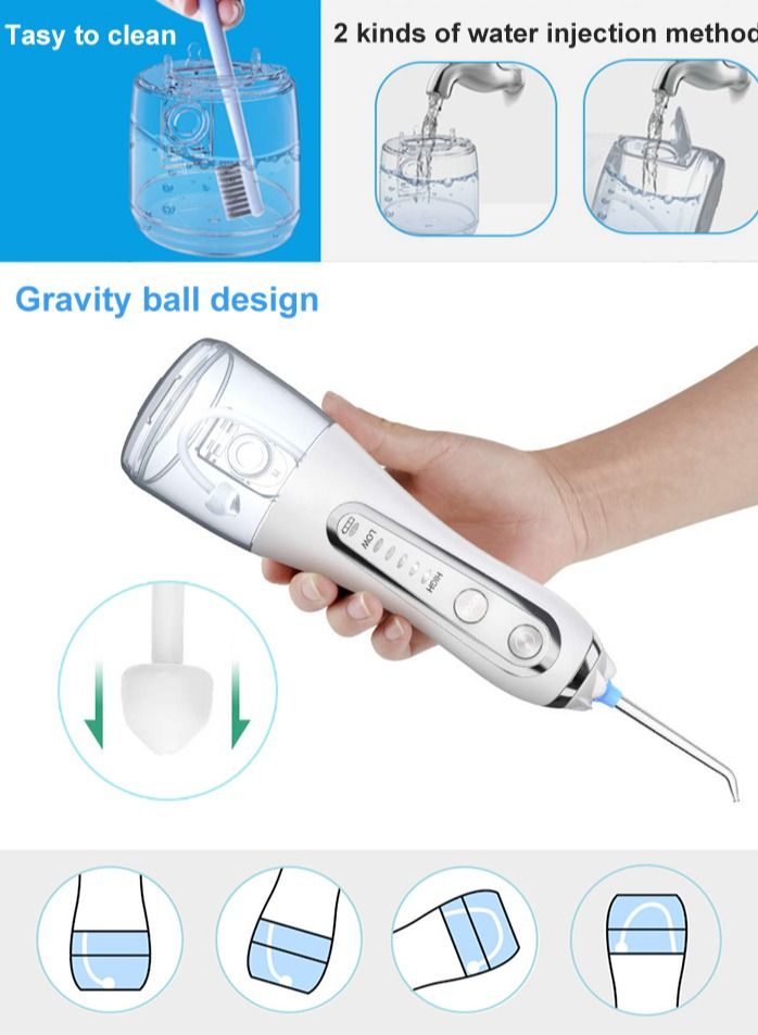 Cordless Oral Irrigation 5 Modes with Travel Bag 5 Nozzles 300ml White
