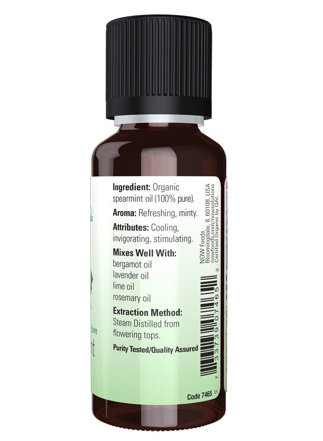 Essential Oils, Organic Spearmint Oil, Stimulating Aromatherapy Scent, Steam Distilled, 100% Pure, Vegan, Child Resistant Cap, 1-Ounce