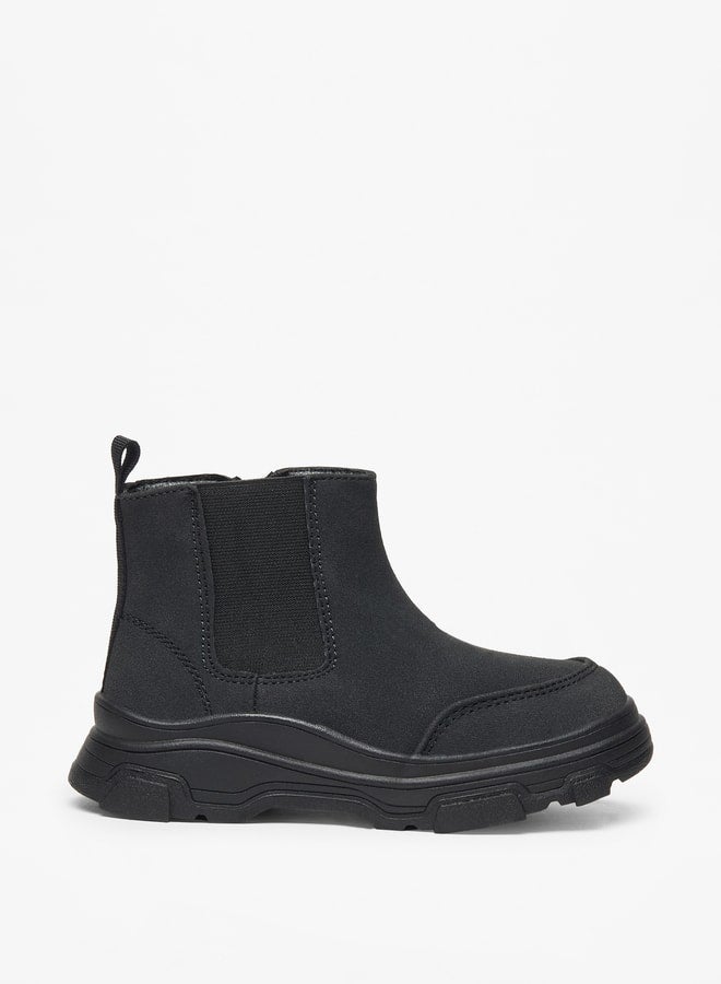 Boy's Solid High Cut Boots with Zip Closure