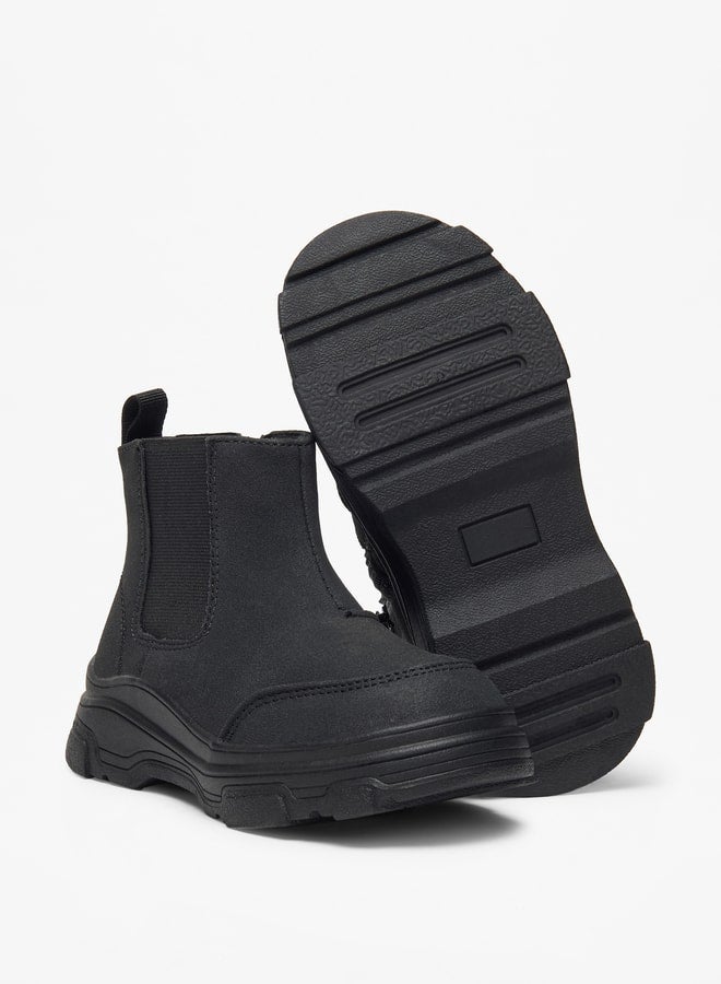 Boy's Solid High Cut Boots with Zip Closure