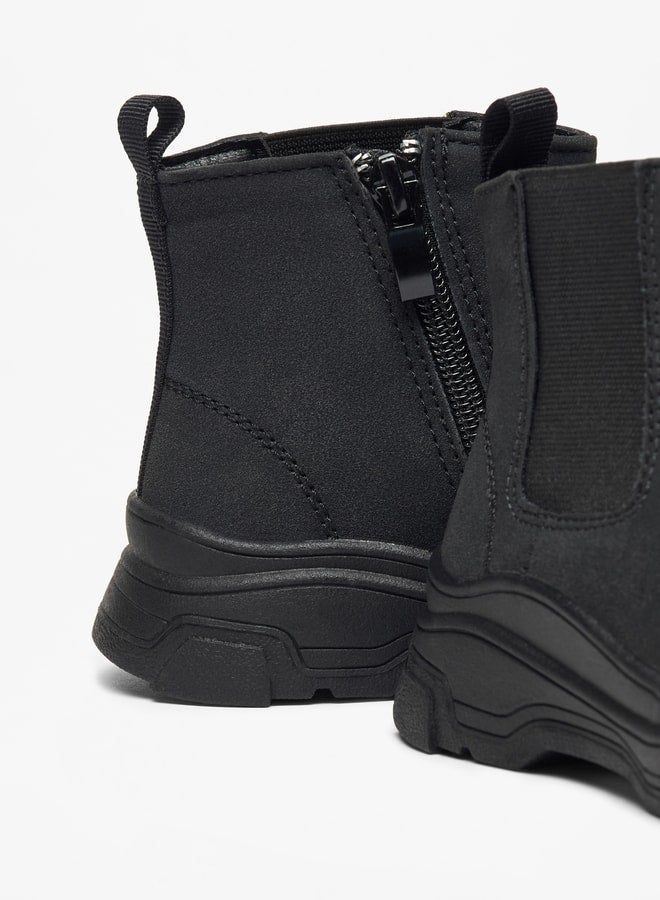 Boy's Solid High Cut Boots with Zip Closure