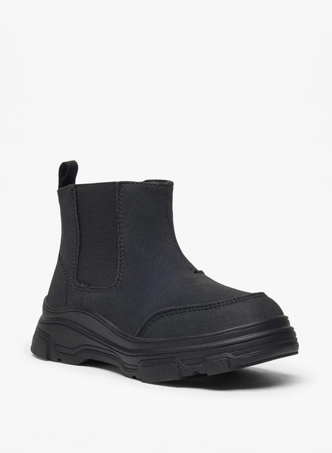 Boy's Solid High Cut Boots with Zip Closure