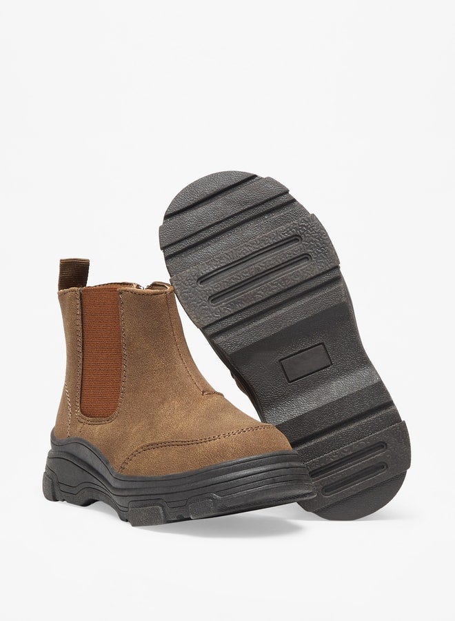 Boy's Solid High Cut Boots with Zip Closure