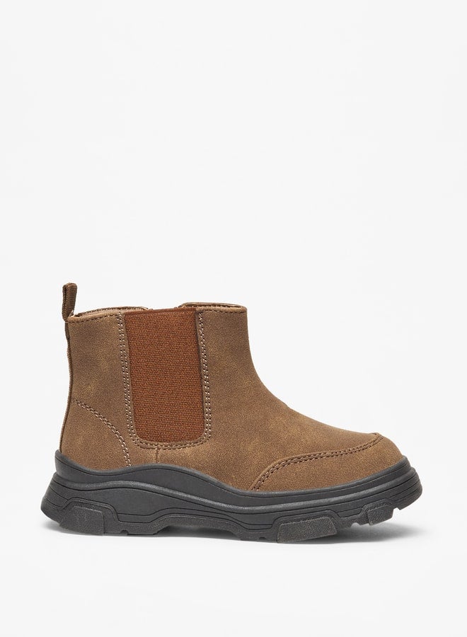 Boy's Solid High Cut Boots with Zip Closure