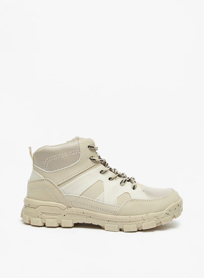 Boys Textured High-Cut Boots With Zip Closure