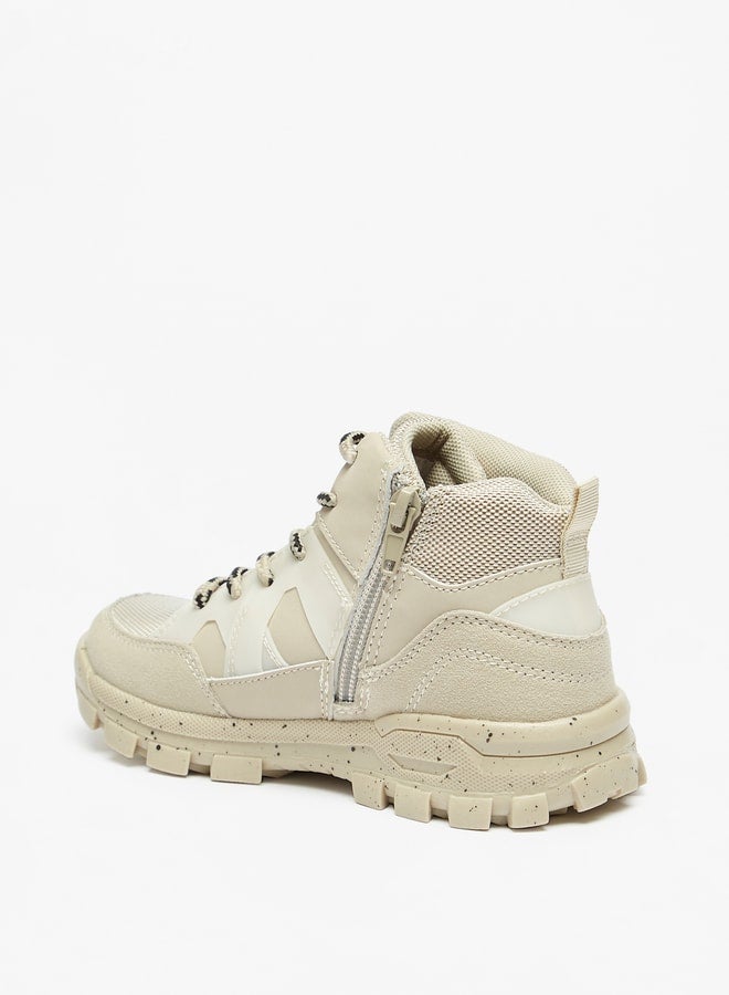 Boys Textured High-Cut Boots With Zip Closure