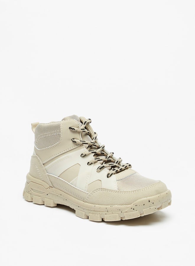 Boys Textured High-Cut Boots With Zip Closure