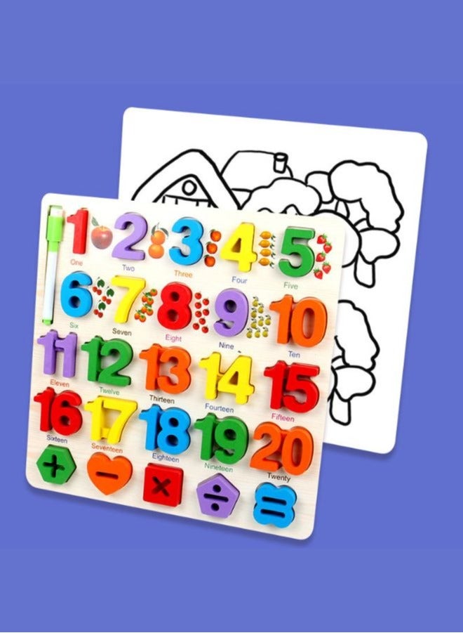 Wooden Numbers Puzzle - 3D Educational Toy for Kids - Early Development Learning Tool for Number Recognition and Fine Motor Skills